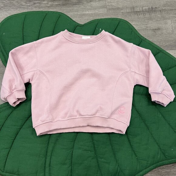 Zara Creative Stories Toddler 2 Years Pink Crewneck Pullover Tulip Embroidery - Picture 1 of 5